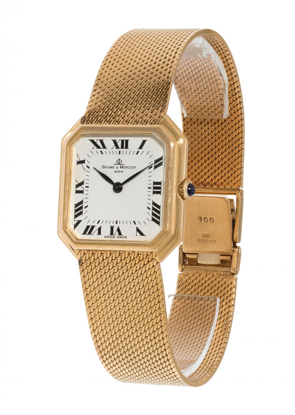 BAUME MERCIER watch in 18kt yellow gold for ladies. White dial with Roman numerals. Dauphine