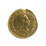 Fernando VI gold coin. 1756.Weight: 1,8 g.Measures: 15,1 mm (diameter).