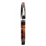 MONTEGRAPPA FOUNTAIN PEN, LIMITED EDITION "MUHAMMAD ALI".Resin barrel, hand painted.Two-tone 18