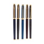 ÉLYSÉE FOUNTAIN PENS.Steel and lacquer barrel.Nib in 18Kts gold, tip F/M.Limited edition.No box.