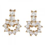 Pair of earrings in 18k yellow gold. With diamonds, brilliant cut, ca. 0.80 cts. total weight.