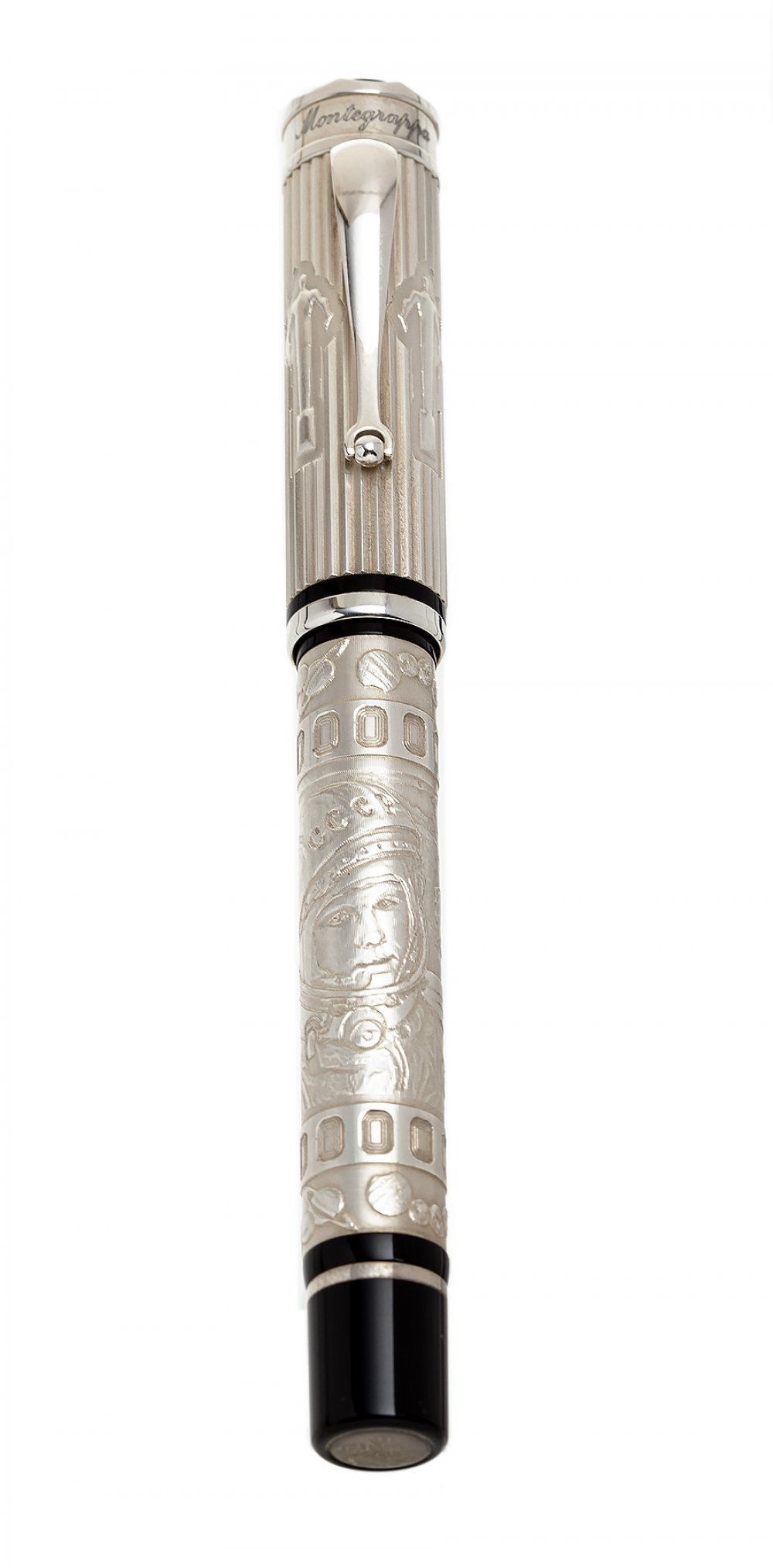 FOUNTAIN PEN MONTEGRAPPA COSMOPOLITAN "RUSSIA 1ST SPACE. ED. LIMITED".Embossed silver barrel.Limited