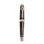 MONTEGRAPPA ALCHEMIST FOUNTAIN PEN.Resin and sterling silver barrel.Nib in 18kt yellow gold, tip F.