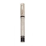 MONTEGRAPPA "COSMOPOLITAN" FOUNTAIN PEN.Engraved silver and resin barrel.Limited edition 447/