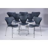 ARNE JACOBSEN (Denmark, 1902 - 1971) for FRITZ HANSEN.Set of eight chairs model 3207 from the "