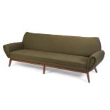 KURT ØSTERVIG (Denmark, 1912 - 1986).Four-seater sofa, 1960s.In wood, upholstered in green fabric.