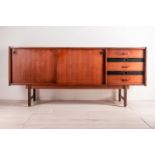 FRATELLI PROSERPIO (Italy, 20th c.).Sideboard, 1960s.Teak wood.2 sliding doors and 5 drawers with