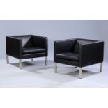 ERIK JØRGENSEN, editor.Pair of Danish armchairs, model EJ 50/1. 1960s design.Upholstered in black