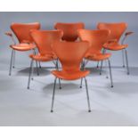 ARNE JACOBSEN (Denmark, 1902 - 1971) for FRITZ HANSEN.Set of six chairs model 3207 'Series 7',