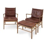 OLE WANSCHER (Denmark, 1903-1985).Pair of colonial armchairs and a stool. Model PJ 149. Designed