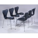 ARNE JACOBSEN (Denmark, 1902 - 1971) for FRITZ HANSEN.Set of six chairs model 3107 'Series 7',