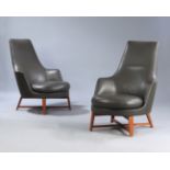 ANTONIO CITTERIO (Italy, 1950) for Flexform.Pair of armchairs model "Guscioalto".In aniline leather.