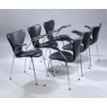 ARNE JACOBSEN (Denmark, 1902 - 1971) for FRITZ HANSEN.Set of six chairs model 3207 from the "