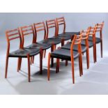 NIELS OTTO MØLLER (Denmark, 1920 - 1982).Set of nine chairs model 78, design 1962.Rosewood frame.