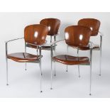 JOSEP LLUSCÁ (Barcelona, 1948) for ANDREU WORLD.Set of four chairs model Andrea, design 1987.Chromed