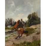 CLAUDIUS SEIGNOL (France, 1858-1926)."Soldier on Horseback", 1887.Signed and dated in the lower