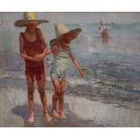 JOSÉ NAVARRO LLORENS (Valencia, 1867 - 1923)."Small bathers".Oil on canvas.It has slight damage in