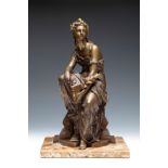 EUTROPE BOURET (Paris, 1833 - 1906)."Allegory of History".Bronze sculpture and onyx base.Signed.