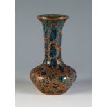 Modernist vase, ca. 1910.Enamelled copper.Measurements: 16 cm (height) x 10 cm (largest diameter).