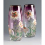 Legras & Cie. Montjoie, Saint Denis Glassworks. France, ca. 1900.Pair of Art Nouveau vases.Glass and