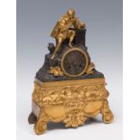 Elizabethan clock; second half of the 19th century."Romantic character".Gilt and blued bronze.