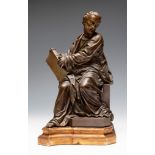 JEAN FRANÇOIS DENIÈRE (France, 1774-1866)."Philosopher", ca.1840.Bronze sculpture on wooden base.