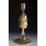 Salviati & Co. Murano, Venice, late 19th century.Candlestick. Blown glass and fine gold inclusions.