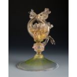 Salviati & Co. Murano, Venice, late 19th century.Mythological horse. Blown glass and fine gold