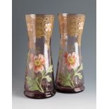 Legras & Cie. Montjoie, Saint Denis Glassworks. France, ca. 1895.Pair of Art Nouveau vases.Glass and