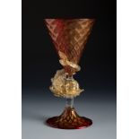 Salviati & Co. Murano, Venice, late 19th century.Cup. Blown glass and fine gold inclusions.Similar