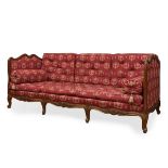 Louis XV style lit de jour, following 18th century models.Stained pine wood.It has marks of use on