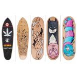 AMAIA ARRAZOLA (Vitoria, 1984)Five skateboards.Acrylic and ink on wood.Work on loan from the