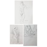 FERNAND DUBUIS (Sion, Switzerland, 1908 - 1991)."Nude Drawing", .Three drawings on paper.Signed in