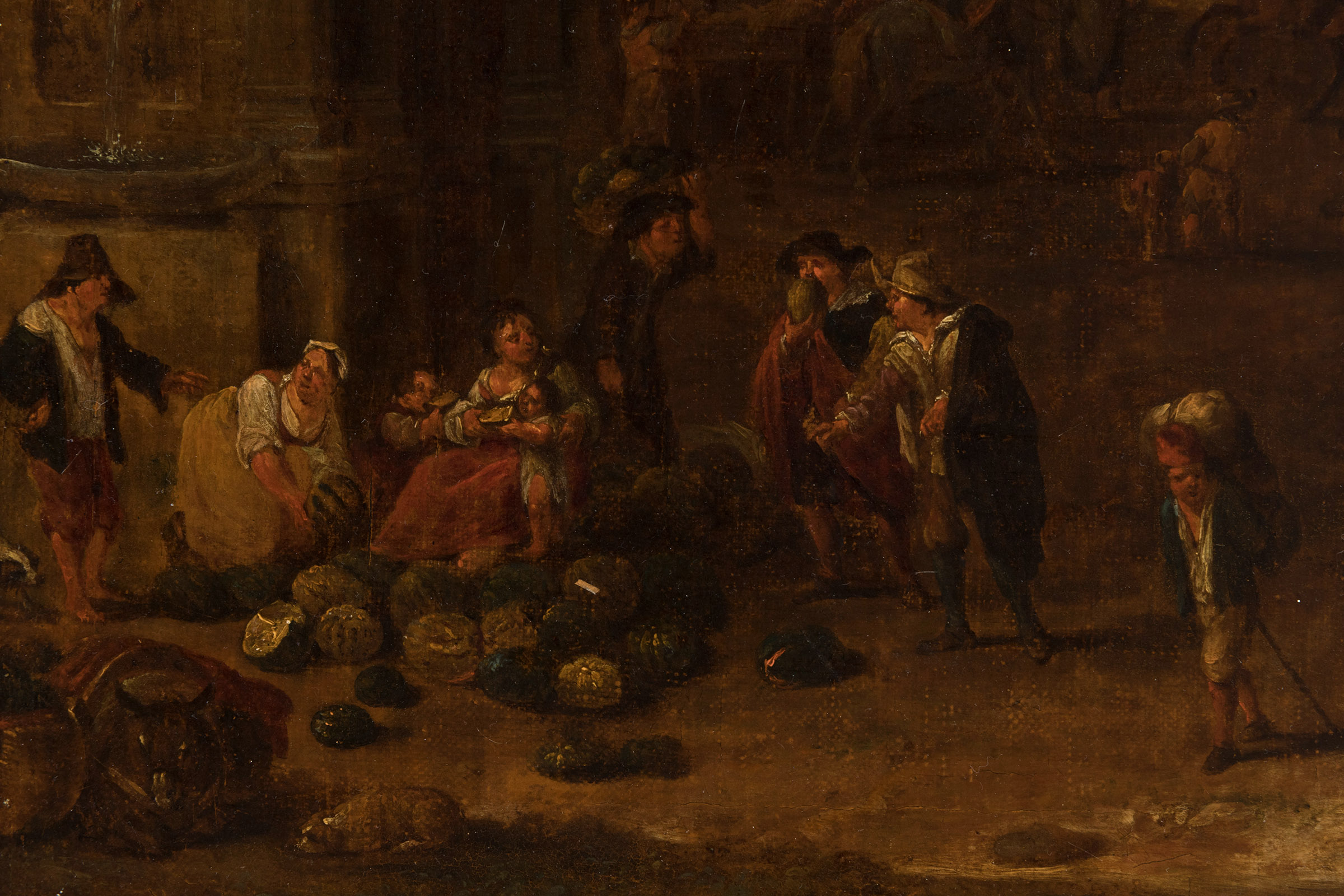 ADRIAEN FRANS BOUDEWIJNS (Brussels, 1644-1711)."Market Day".Oil on canvas. Antique re-colouring.It - Image 4 of 7