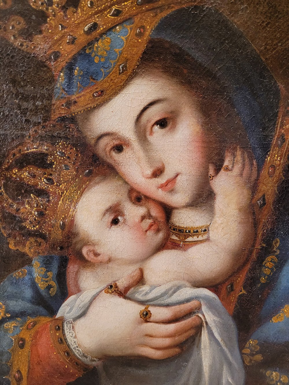 Colonial school of the 17th century."Virgin of Bethlehem".Oil on canvas. Relined.With restorations. - Image 2 of 5