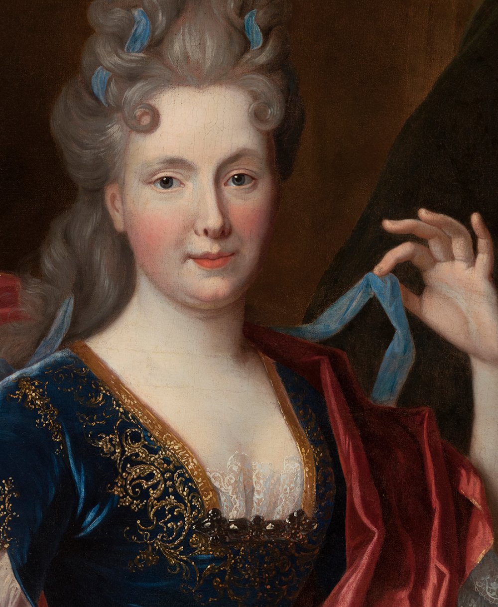 French School, Circle of NICOLÁS DE LARGILLIERE (France, 1656 - 1746)."Portrait of a Lady, 1720. - Image 3 of 5