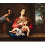 Northern Italian school of the second half of the 18th century."Holy Family".Oil on canvas. Re-