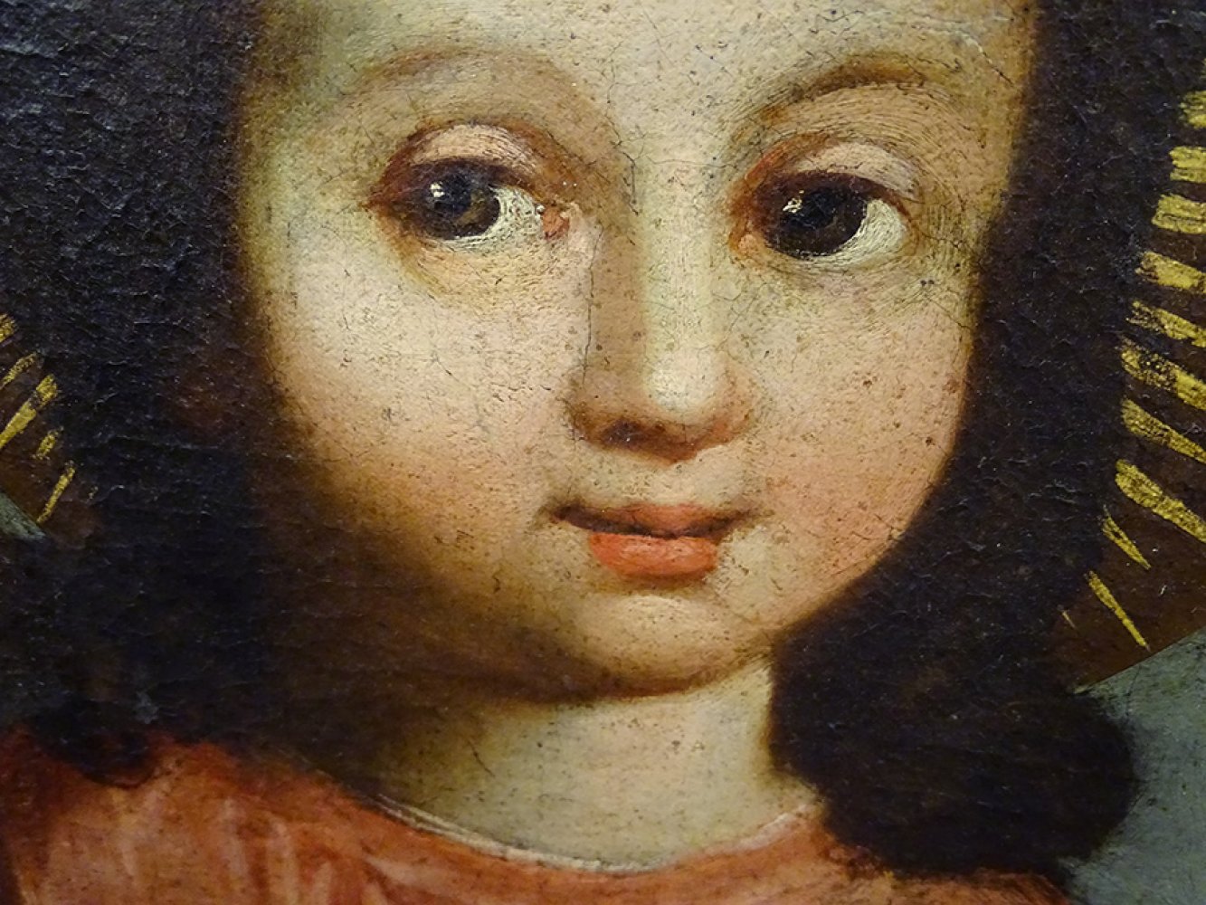 Novo-Hispanic school of the 17th century."Virgin of the Popolo".Oil on canvas. Re-enteled. - Image 3 of 6