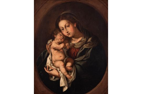 PEDRO ANASTASIO BOCANEGRA (Granada, 1638 - 1689)."Virgin and Child".Oil on canvas.Signed in the - Image 5 of 7