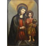 Novo-Hispanic school of the 17th century."Virgin of the Popolo".Oil on canvas. Re-enteled.