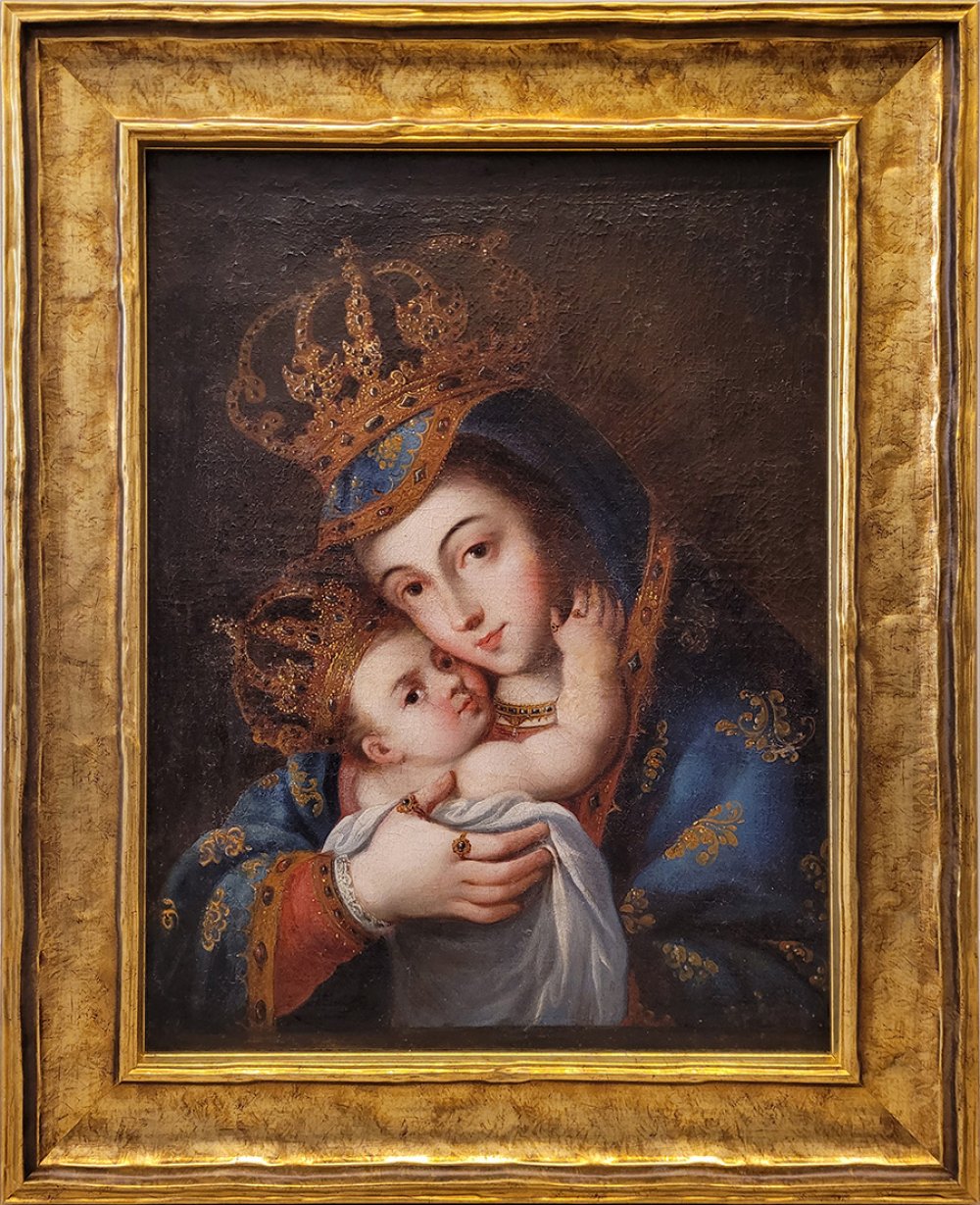 Colonial school of the 17th century."Virgin of Bethlehem".Oil on canvas. Relined.With restorations. - Image 5 of 5