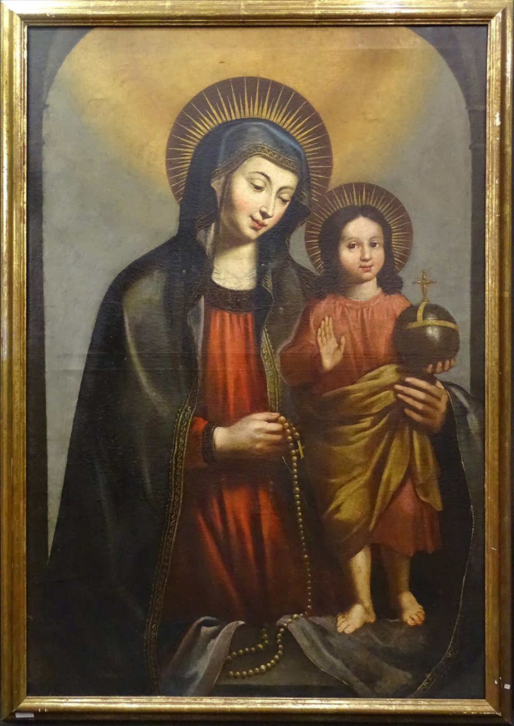 Novo-Hispanic school of the 17th century."Virgin of the Popolo".Oil on canvas. Re-enteled. - Image 2 of 6