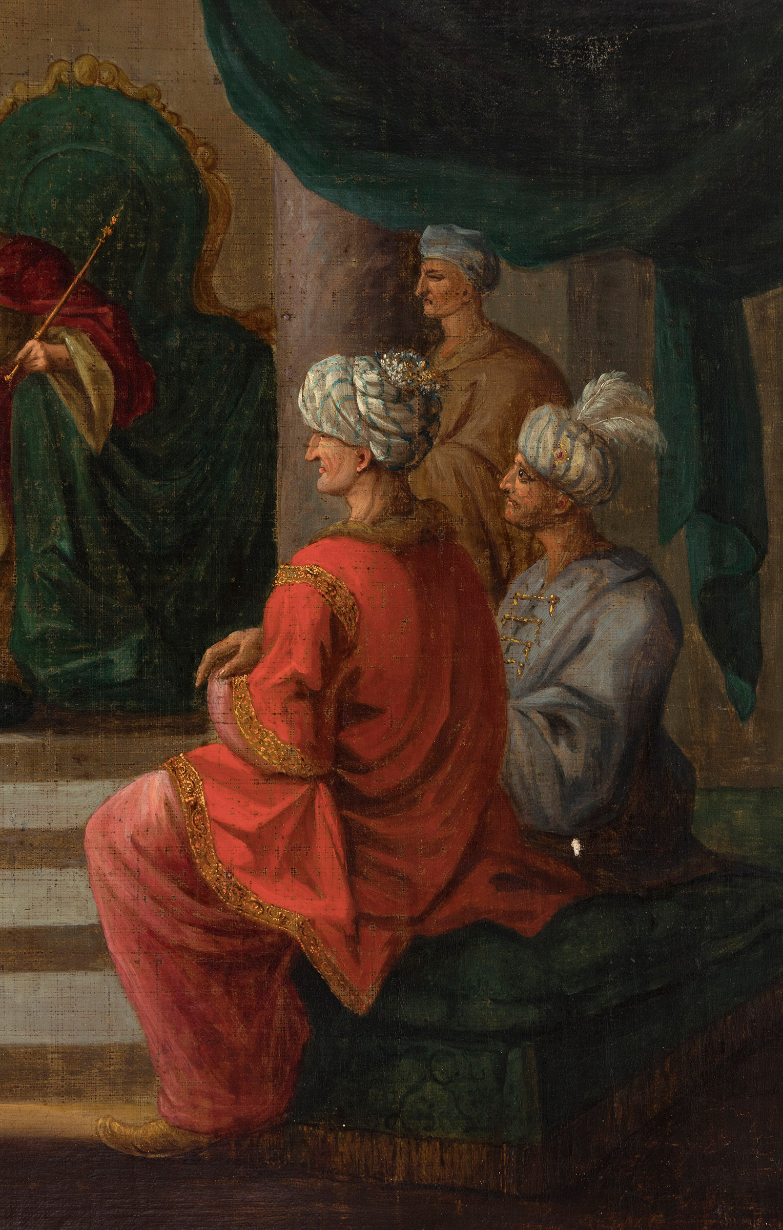 DIRK LANGENDIJK (Holland, 1748-1805)."Joseph before the Pharaoh".1769.Oil on canvas. Re-coloured. - Image 6 of 7