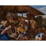 Italian school; first half of the 17th century."Adoration of the Shepherds".Oil on copper.Size: 23,5