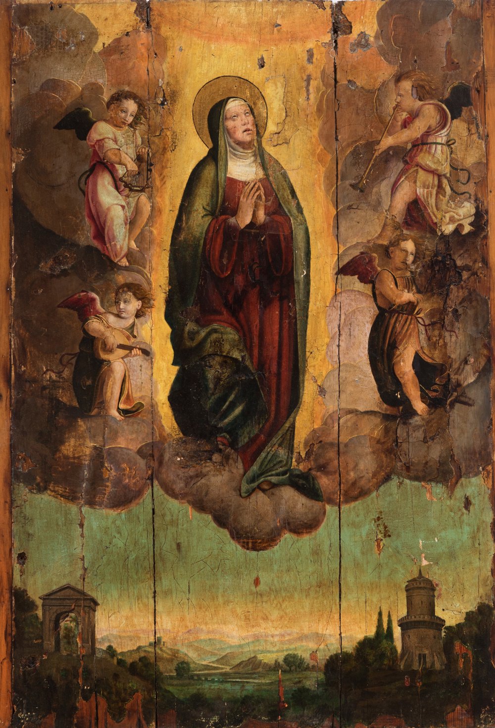 Spanish school of the 16th century."Assumption of the Virgin Mary".Oil on panel.It presents