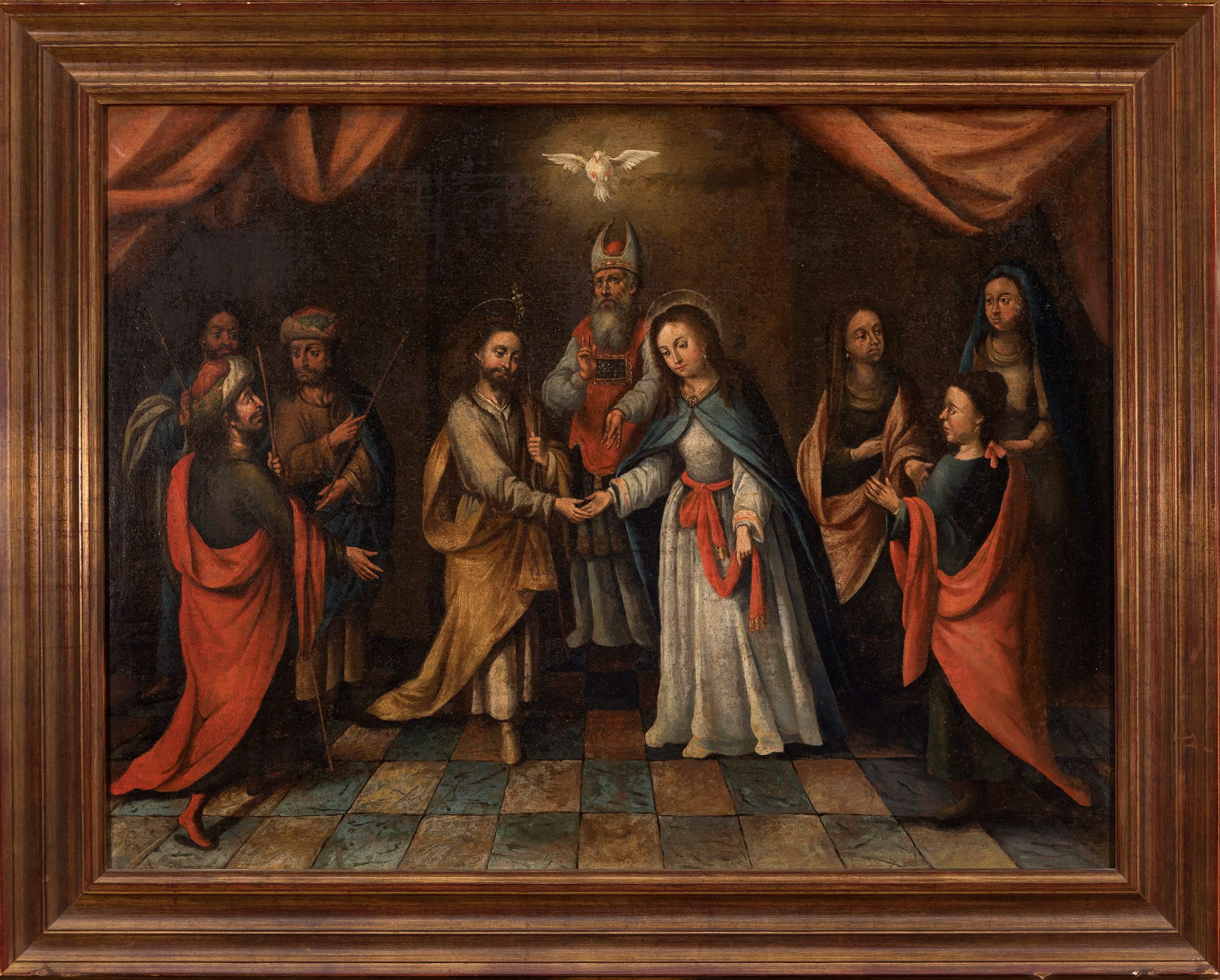 17th century Andalusian school."The betrothal of Mary and Joseph" and "Flight into Egypt".Oil on - Image 6 of 7