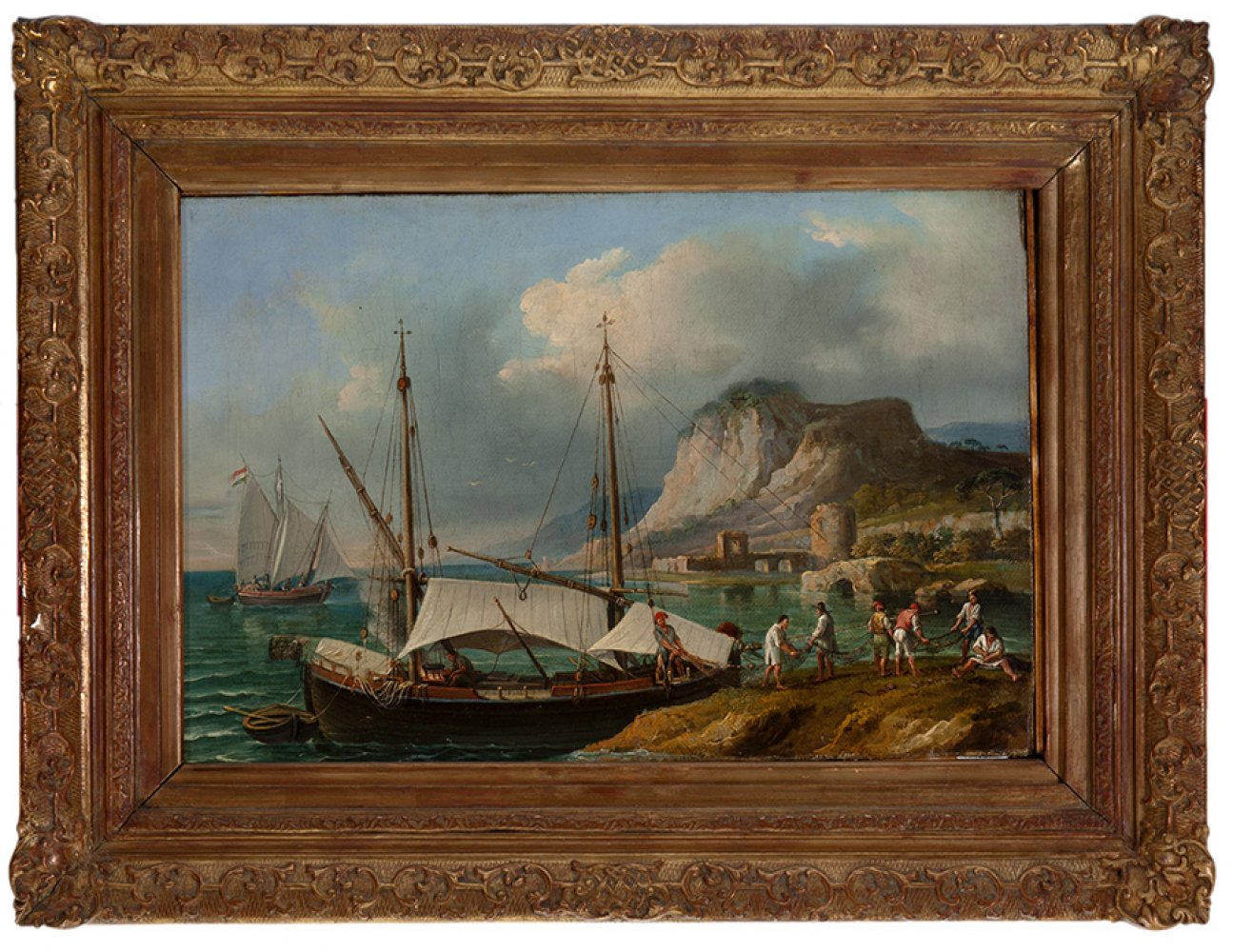 ADAM WILLAERTS (1577-1664)."Marina.Oil on canvas.Unsigned.Crackle typical of the period. It needs - Image 2 of 5