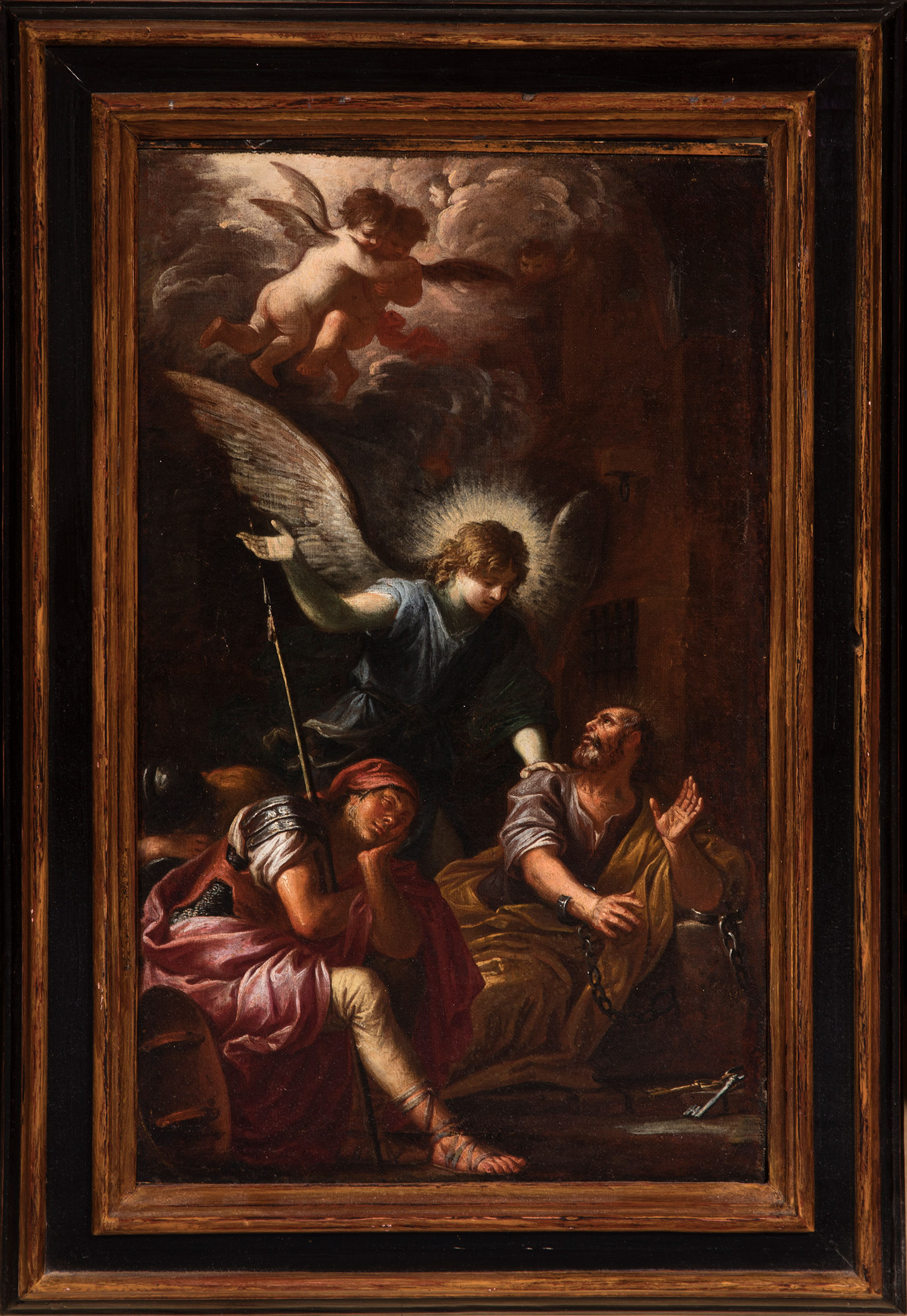 GIOVANNI GHISOLFI (Italy, 1623-1683)."Saint Peter Released from Prison".Oil on canvas.The original - Image 3 of 6