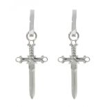 GARRARD "Dagger" earrings in white gold. Detachable. Press-stud fastening.With original box.