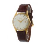 TISSOT unisex wristwatch in 18kt yellow gold. White dial, dotted numerals, sword hands with